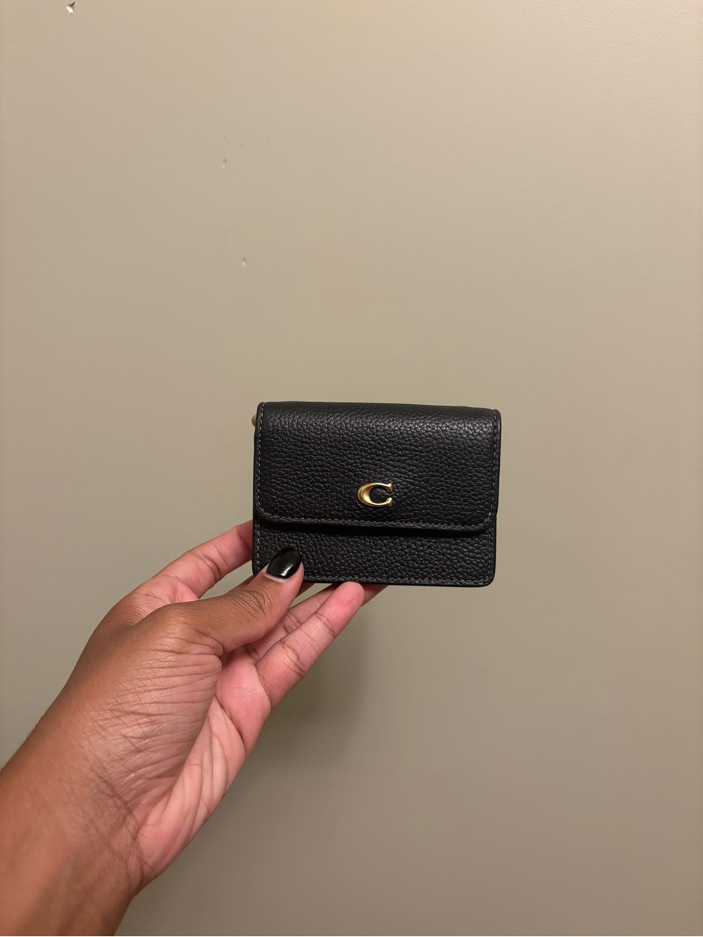 Coach Black Pebbled Leather Wallet on Chain + 2 Straps